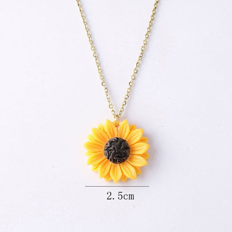 Collar colgante con girasol oro y cadena 1,5 cm 1,8 cm 2,5 cm resina flor Collar de Collar para las mujeres chica de la joyería: L