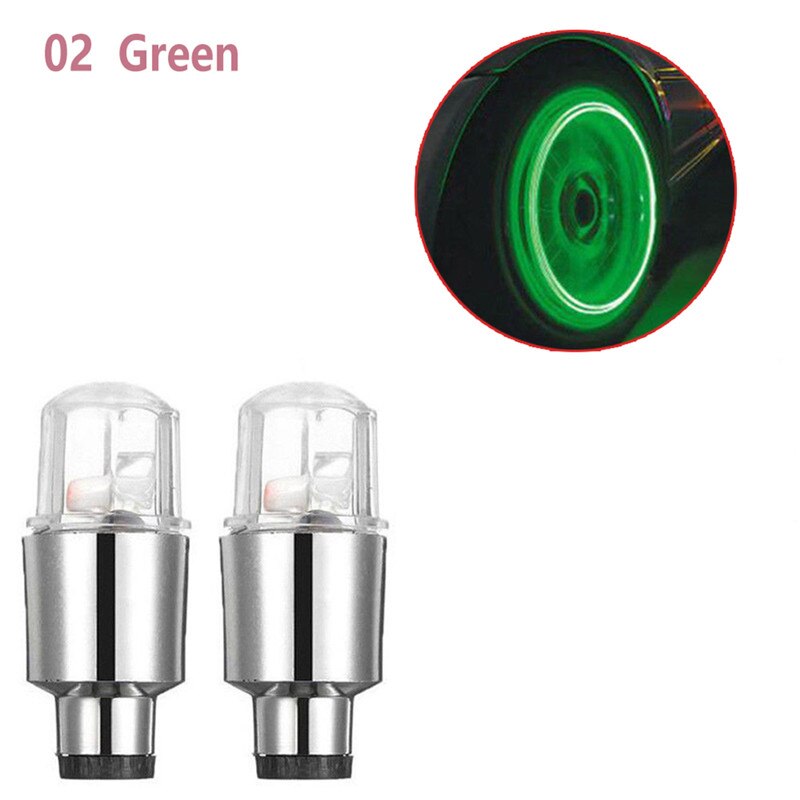 Bostar 2 st superljus däckventillock lampor muiticolor auto motorcykel tillbehör neon strobe led däcklampa  #281366: Grön