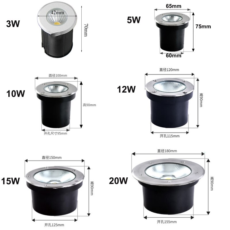 Led Ondergrondse Licht 10W 12W 15W 20W IP68 Waterdicht Vloerlamp Outdoor Grond Spot Landschap Tuin path Begraven Yard 220VDC12V