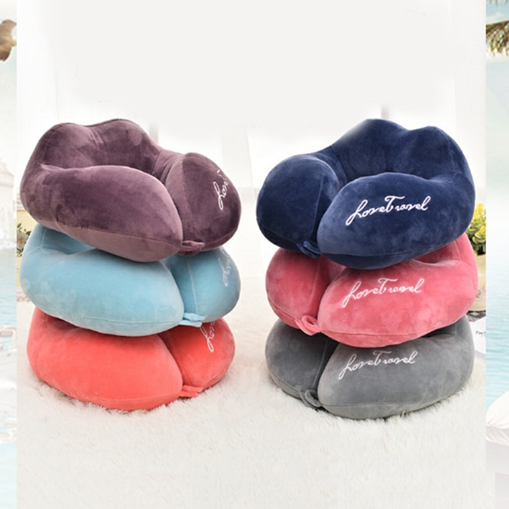 Inflatable Travel Pillow U Shaped Inflatable Neck Cervical Head Pillow Soft Compact Lightweight Travel Air Pillows