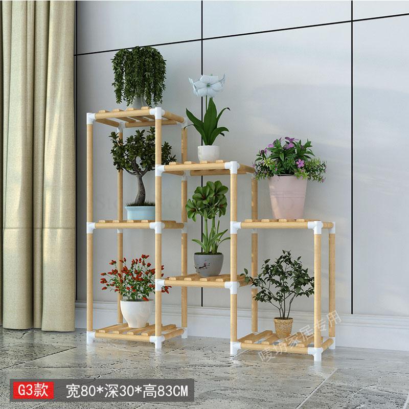 Blomsterhylde multi-level indendørs altan massiv træ hylde stue blomsterpotte hylde gulvstående grøn radise kød plante rac: G3   c