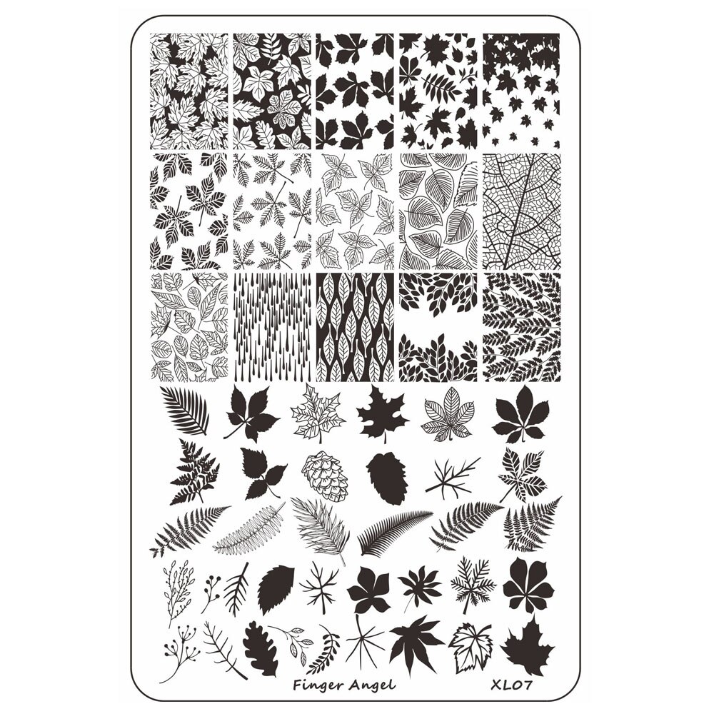 Finger Angel Flowers Leaves Nail Stamping Plates Line Geometric Stripe Face Image Printing Templates For Manicure Decorations: Fnger Angel XL07