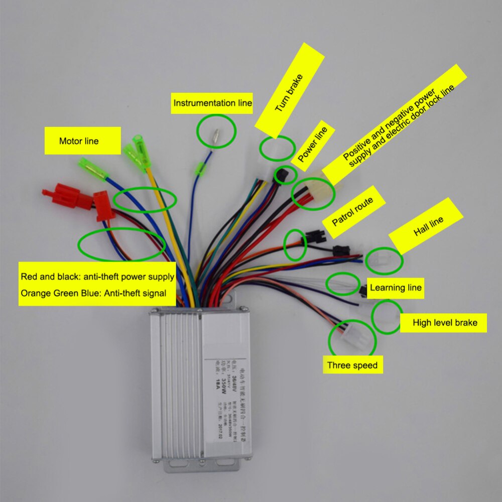 36v 48v dc motor controller 350w elektrisk cykel e-cykel scooter børsteløs hastighedsregulator 103 x 70 x 35mm til elektrisk cykel eb