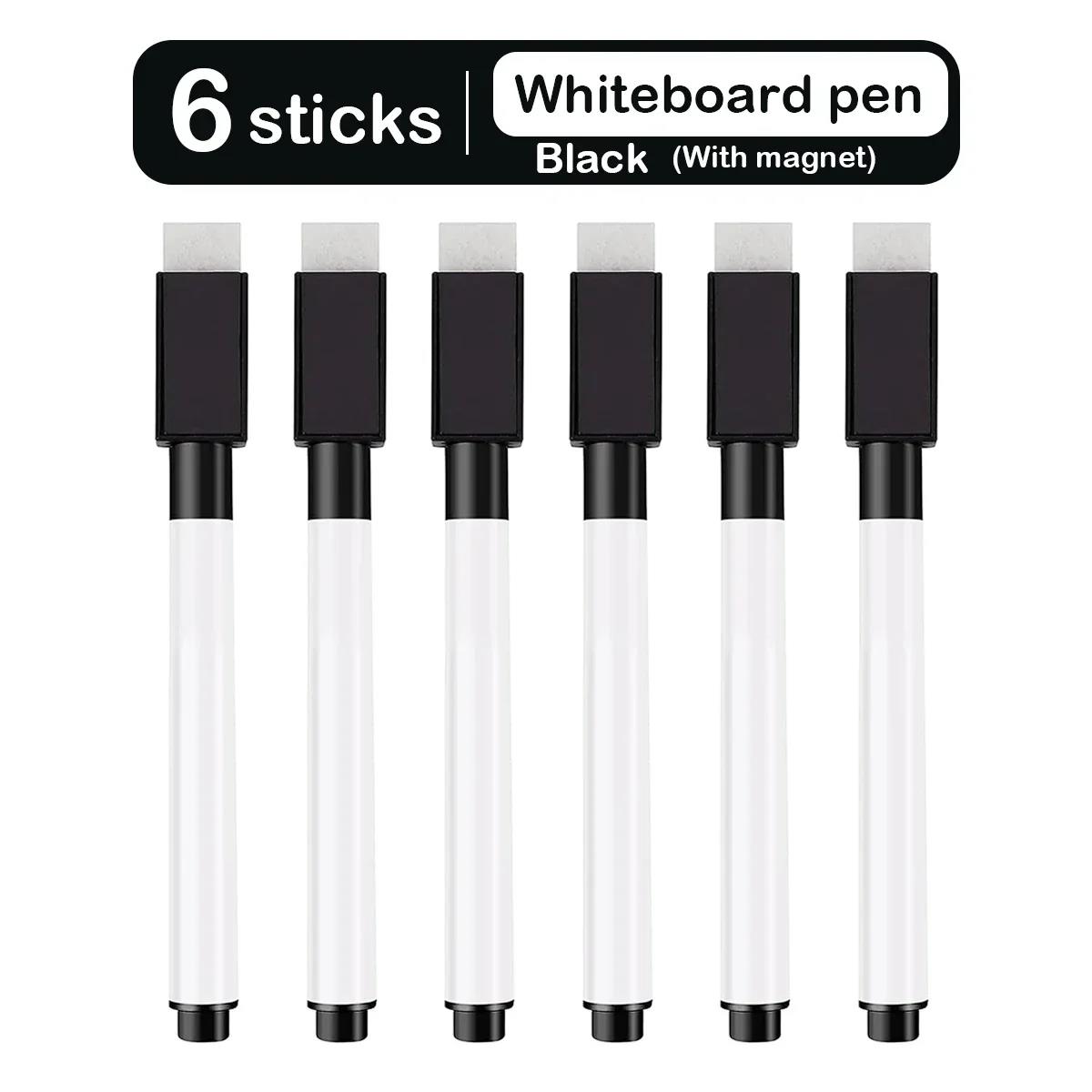 8 stk Farger Magnetiske Vanntette Whiteboard-penner medium Spiss Med Innebygd Viskelær: Hvit