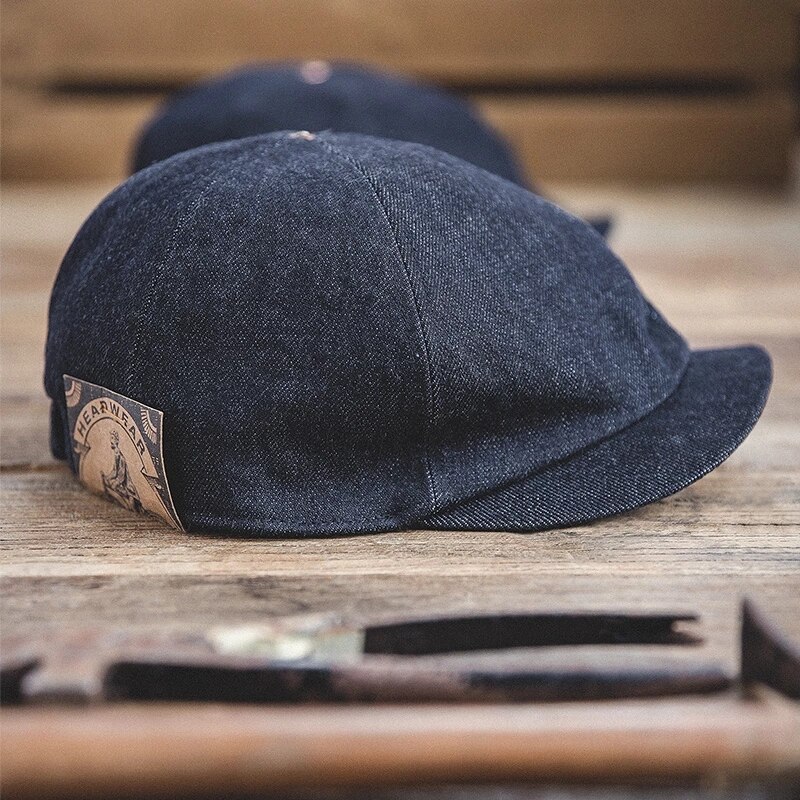 Gorros de tela vaquera de gran tamaño para hombre, gorra plana clásica informal, Vintage, soporte elástico, talla única, Retro