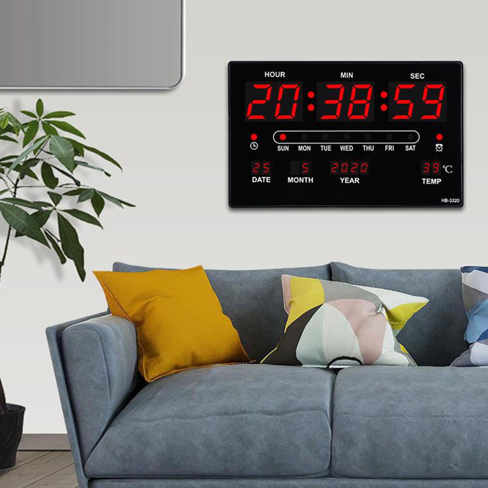Large Digital Wall Clock Home Desk Decors, 1.8inch LED Display with Indoor