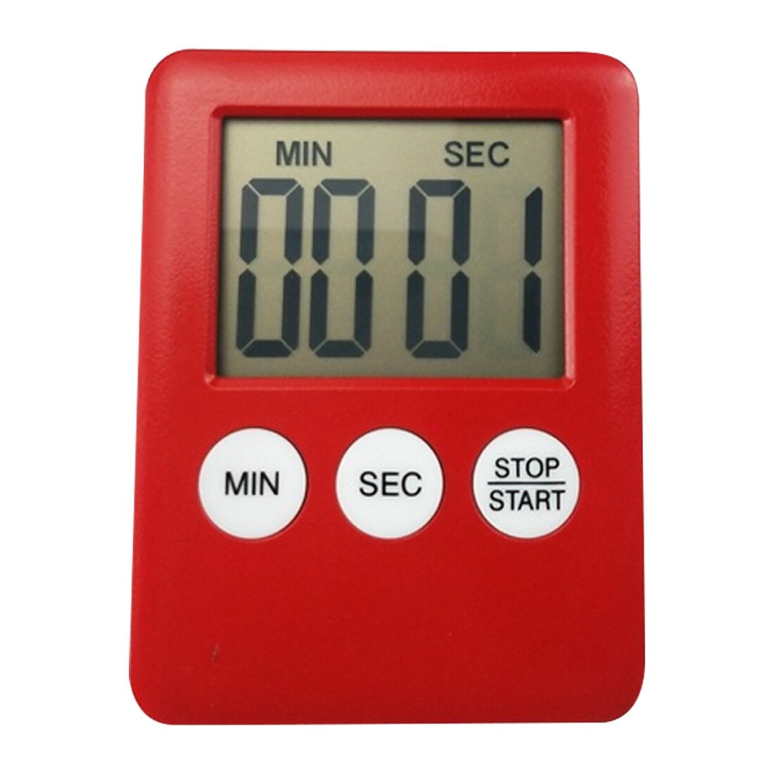 1pcs Plastic Cooking Count Up Countdown Alarm Magnet Clock Temporizador Simple 3 Buttons Kitchen Timer Thin LCD Digital Screen: Red