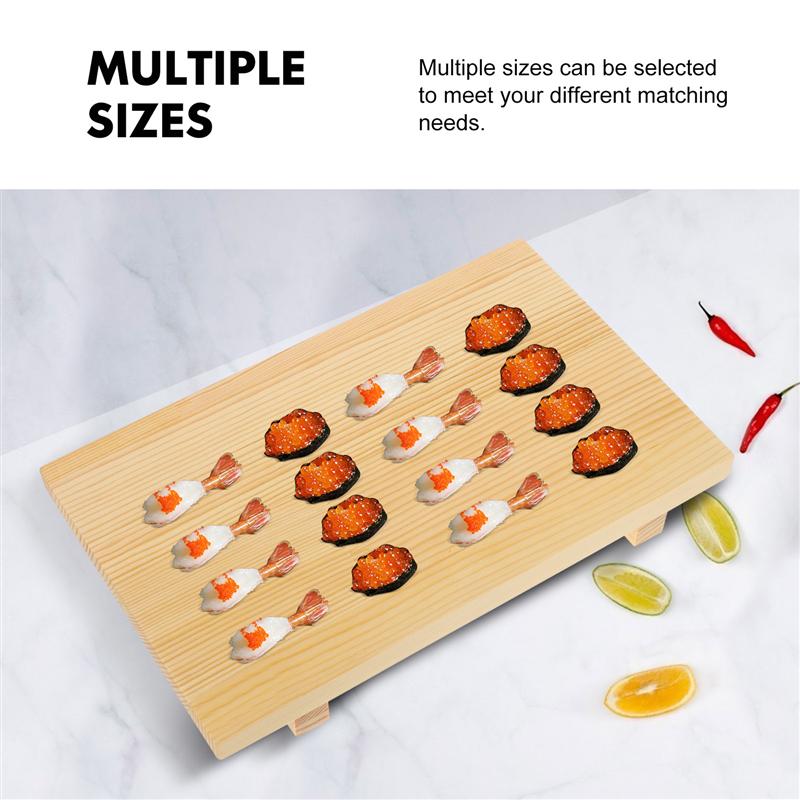 Japanese Wooden Sushi Board Rectangular Cuisine Sushi Sashimi Plate Platform Food Serving Tray Tableware Decoration