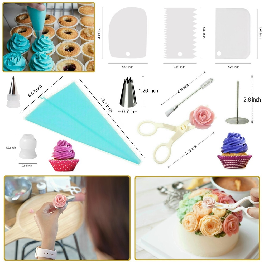 73 Pcs Pastry Keuken Apparatuur Spuitzakken Schrapers Fondant Cake Decorating Kit Draaitafel Cookies Tool Tips Professionele Bakken