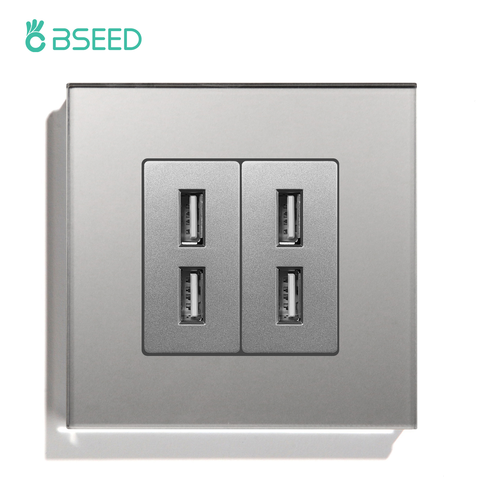 BSEED-Enchufes de pared USB dobles, tomas de carga de energía Dual, Panel blanco dorado y negro, 86mm, 5V, 1.1A, con luz Led: Tipo 16