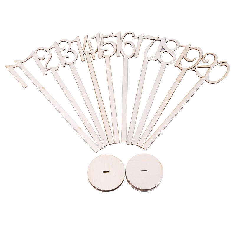 10pcs/pack Style Wooden Wedding Supplies Table Number Figure Card Digital Seat Decoration Wedding Place Holder: number 11 to 20