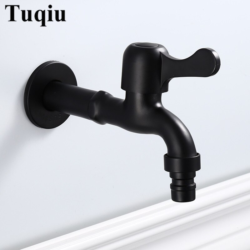 Washing Machine Faucet Mop Black Bathroom Faucet Stainless Steel Tap Outdoor Garden Tap Decorative Kitchen Tap WC Bibcock