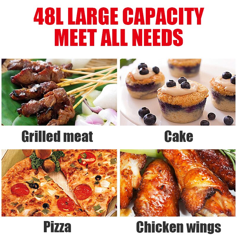 48L Mini Electric Oven Multifunctional Bread Toaster Pizza Cake Baking Grill Automatic Roasted Chicken Stove Machine