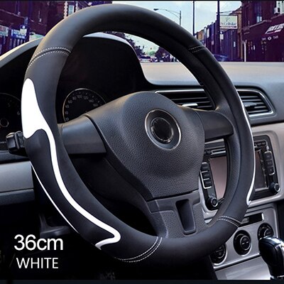 Auto Stuurhoes 36/38/40 cm wit rood groen Micro Fiber Lederen Antislip Comfortabele auto-interieur bescherming accessoires: white-36cm