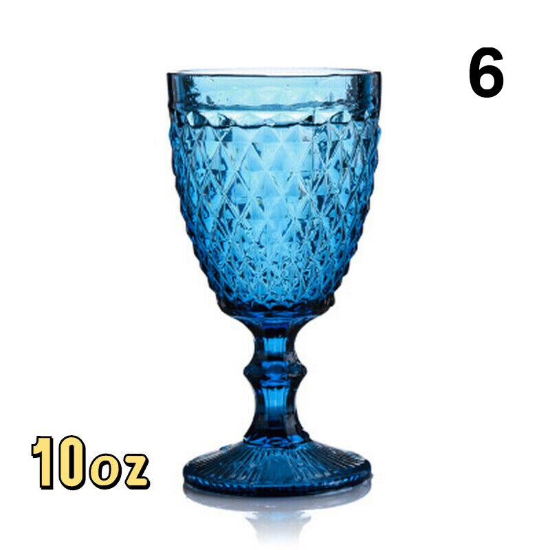 1 pz 240/300ml bicchiere da vino rosso in rilievo retrò calice bicchiere da succo bere Champagne whisky Cup decorazioni per feste di nozze: 6 large