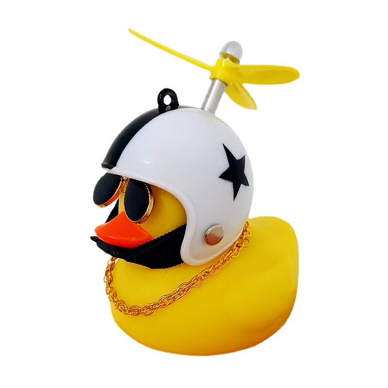 Lucky Duck Society Mooie Auto Ornament Creatieve Auto Dashboard Speelgoed Met Helm En Keten Auto Decoratie Accessoires Ornament: YELLOW