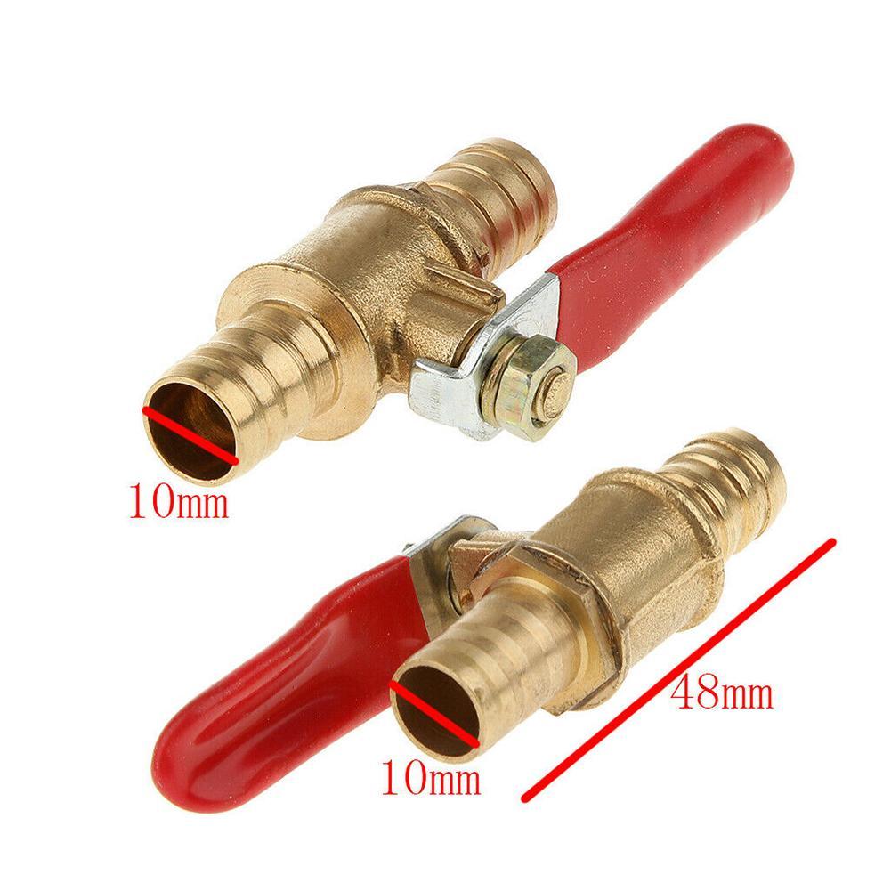 10mm Hose Barb Inline Brass Water Oil Air Gas Fuel Fittings Valve Connector Controller Shutoff Pneumatic Pipe Ball Line D2A3