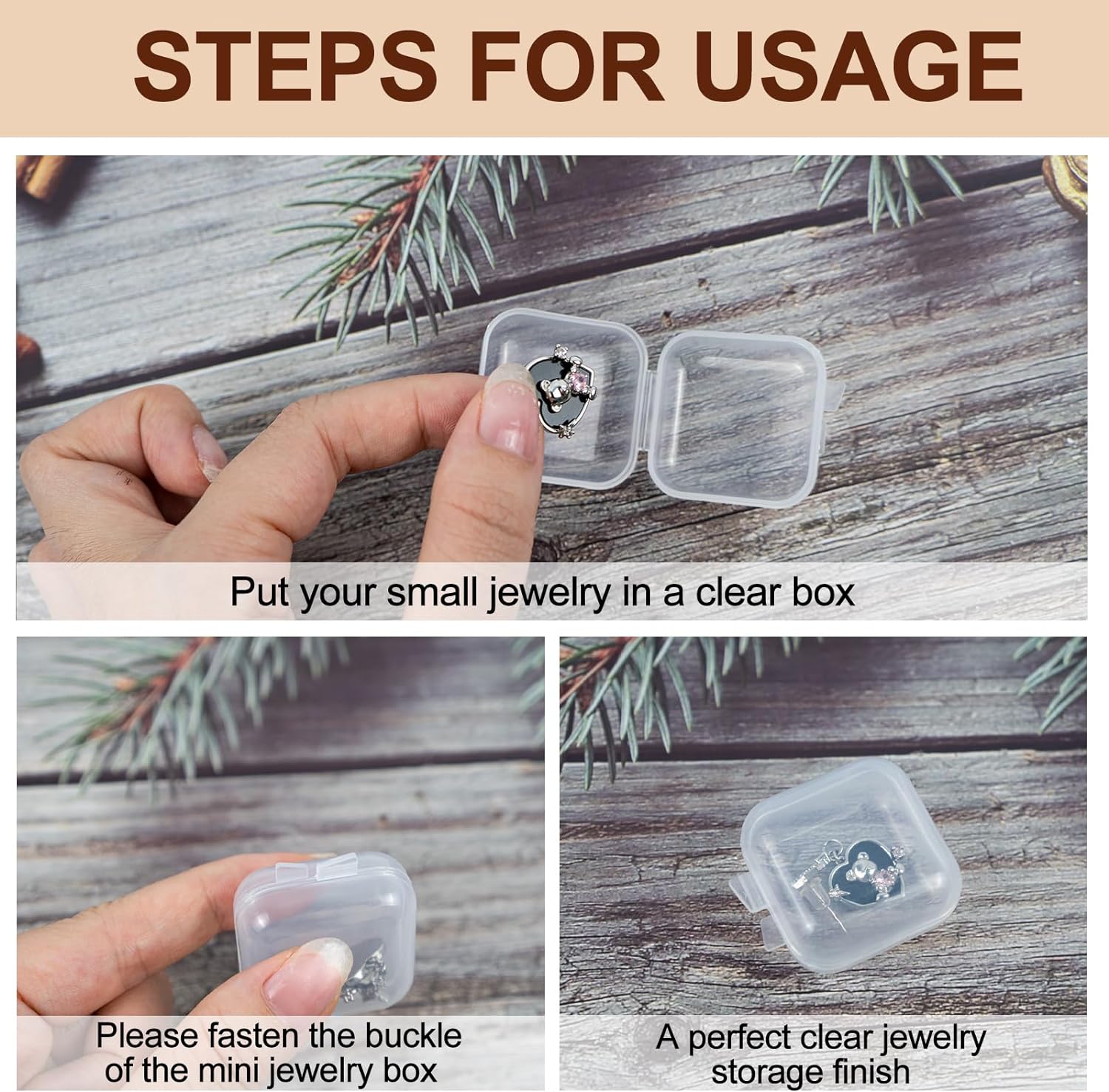 10/100pcs Mini Clear Plastic Jewelry Box earring storage box Small Storage Containers Transparent Jewelry Holder for Necklaces