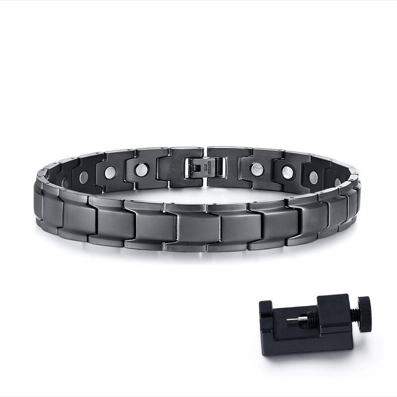 Bracelet de cheville homme noir néodyme Bio aimant magnétique thérapie énergétique bracelets de cheville acier inoxydable bijoux pour soulager la douleur d'arthrite: JBRM-001BCDQ