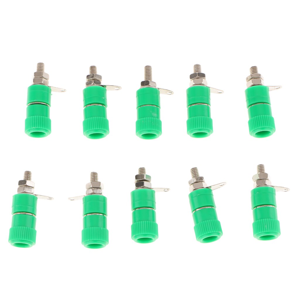 10 Stuks JS-910B 4 Mm Terminals Rood Zwart Connector Versterker Terminal Binding Post Banana Speaker Plug Jack: Green