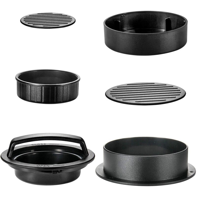 Hamburger Press Patty Maker, 3 in 1 Non-Stick Burger Press for Making Delicious Burgers, Perfect Shaped Patties