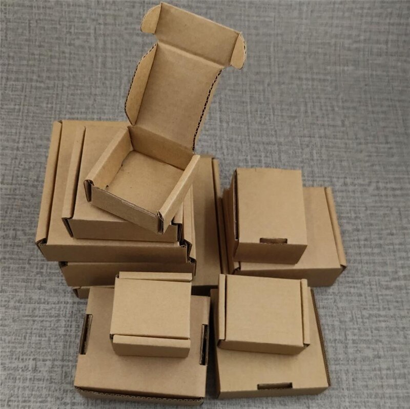 25 stk 10 størrelser små bølgepapkasse tilbehør papir emballage kasser diy blank håndværkskasse pap kurerboks