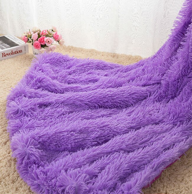 Sofa/luft/sengetøy tepper mantas hvit rosa grå fleece fluffy plysj sengeteppe couverture polaire plaids: Lilla / 130 x 160cm