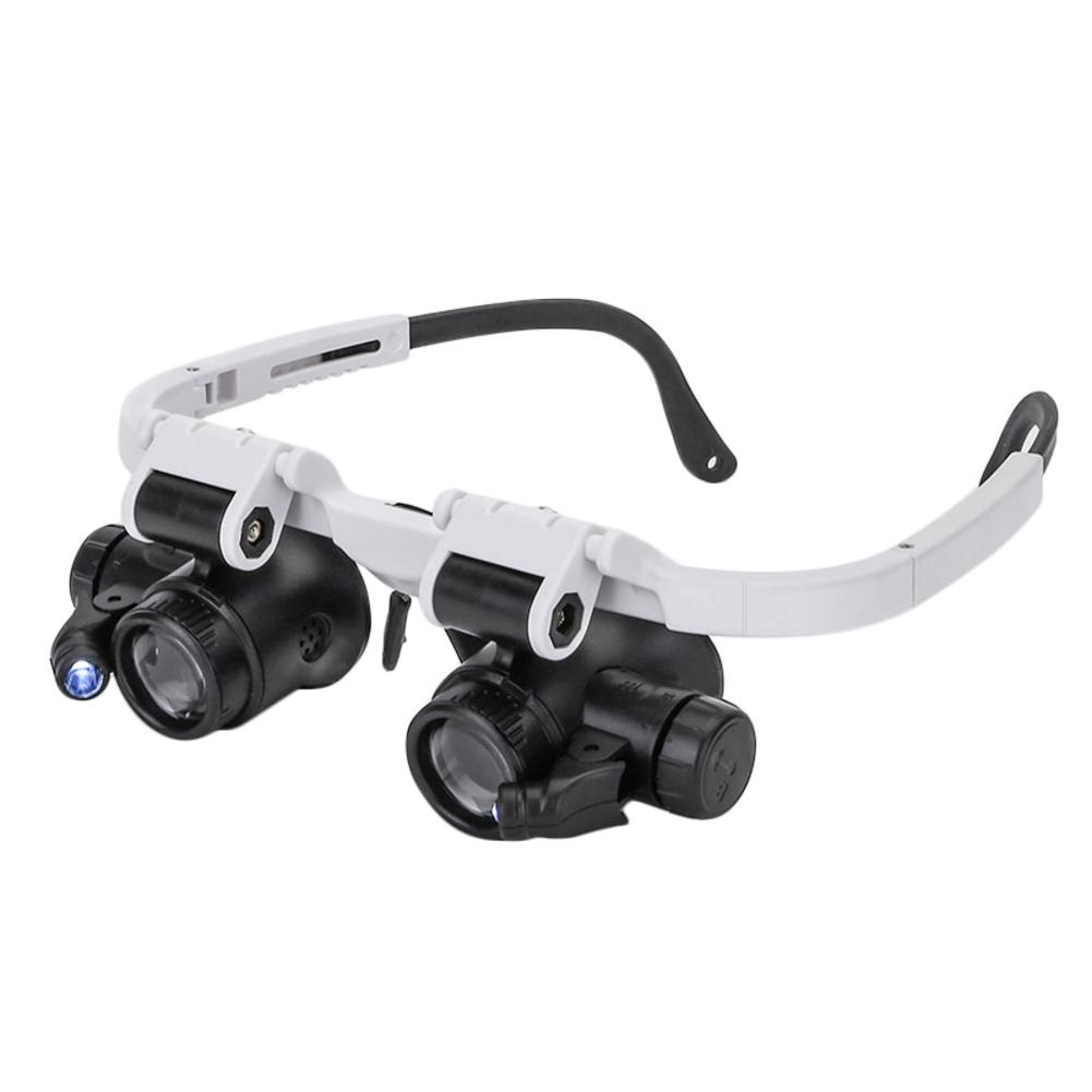 LED Head-mounted Watch Maintenance Magnifying Glasses Double Eyes Magnifying Glasses With LED Light: Default Title