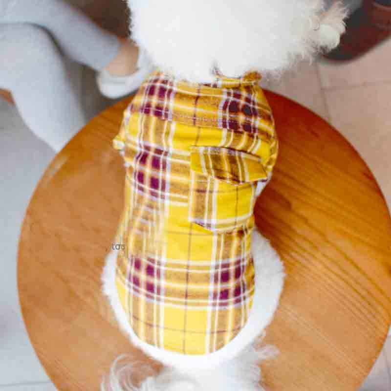 Ropa para padres e hijos, ropa para perros y gatos, ropa fina de verano para padres e hijos, camisa a cuadros, ropa para perros pequeños con bulldog Francés