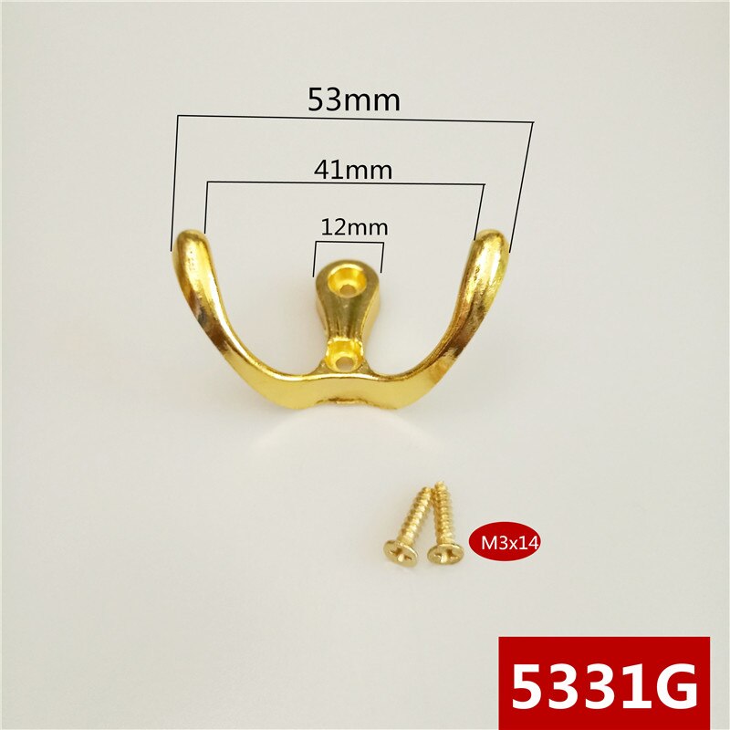 Colgadores individuales montados en la pared Estilo Vintage de bronce, 53mm, con forma de gancho, organizador de almacenamiento, gancho de montaje en la pared, 5 unidades/lote: 5331G