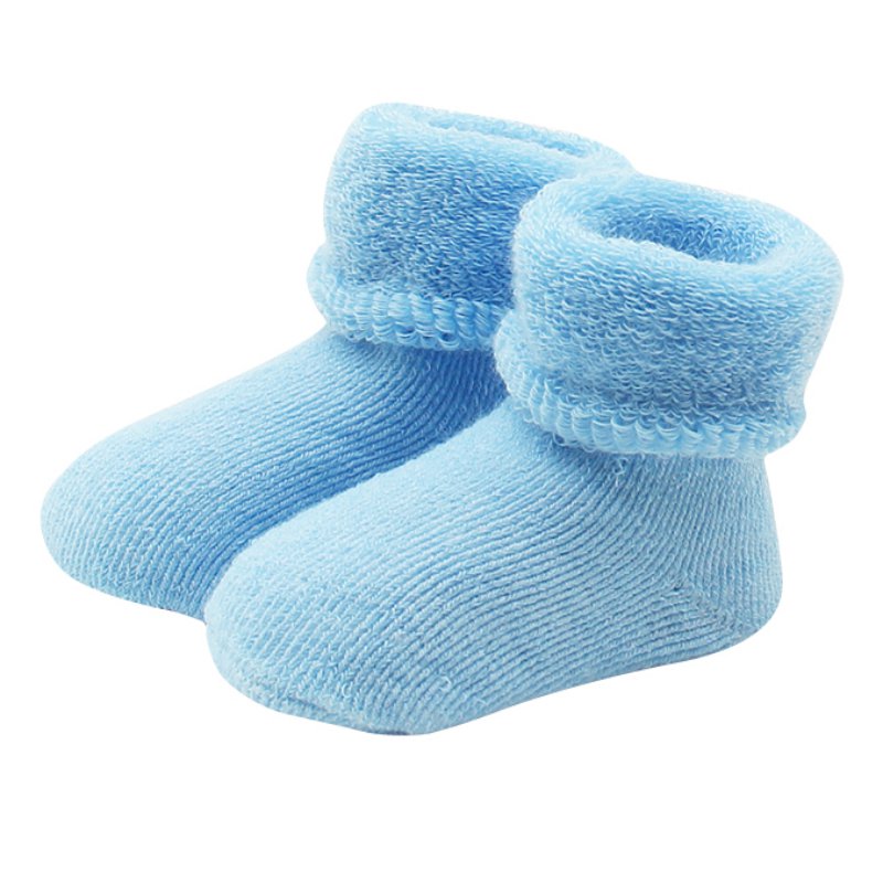 Baby piger drenge nyfødte spædbarn vinter varme støvler småbørn børn bløde bomulds sokker støvletter 0-2 y: Blå