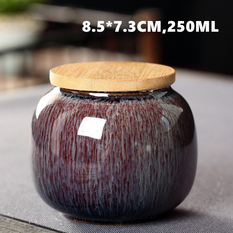 650ml Sealed Ceramic Porcelain Tea Caddy Teaware Pot Kiln To Tea Pot Household Storage Container Tea Container Ceramic Container: C BROWN