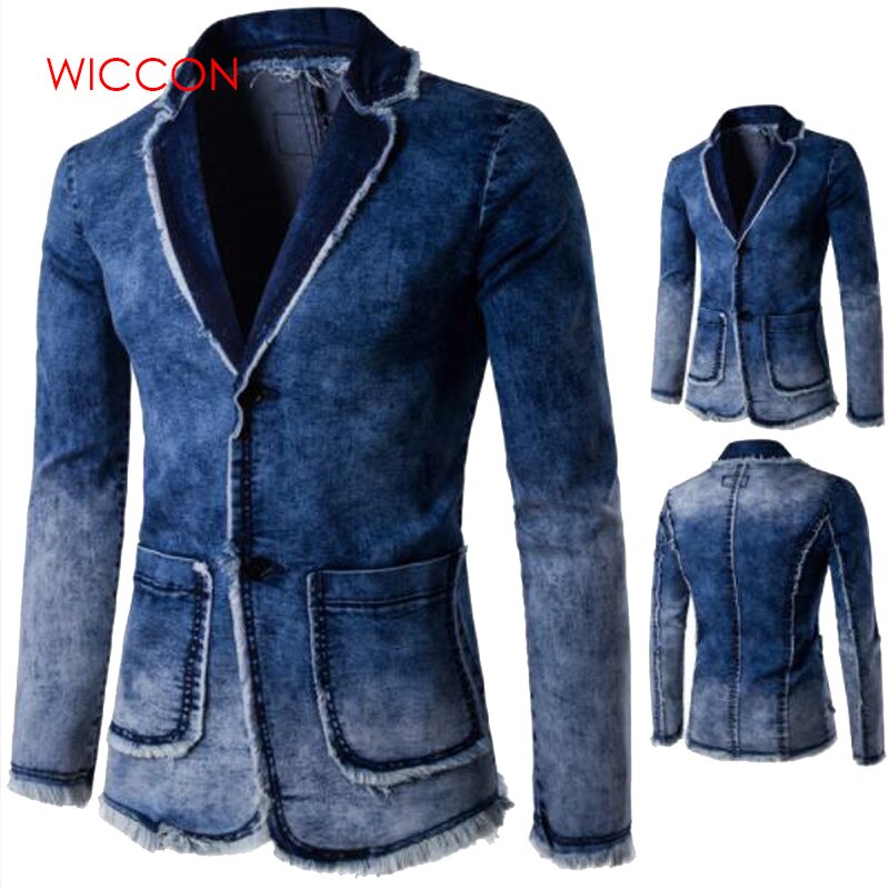 Casual Denim Jacket Suit Men's Blazer Slim Fit Masculino Trend Jeans Suit Jean Jacket Men Plus Size