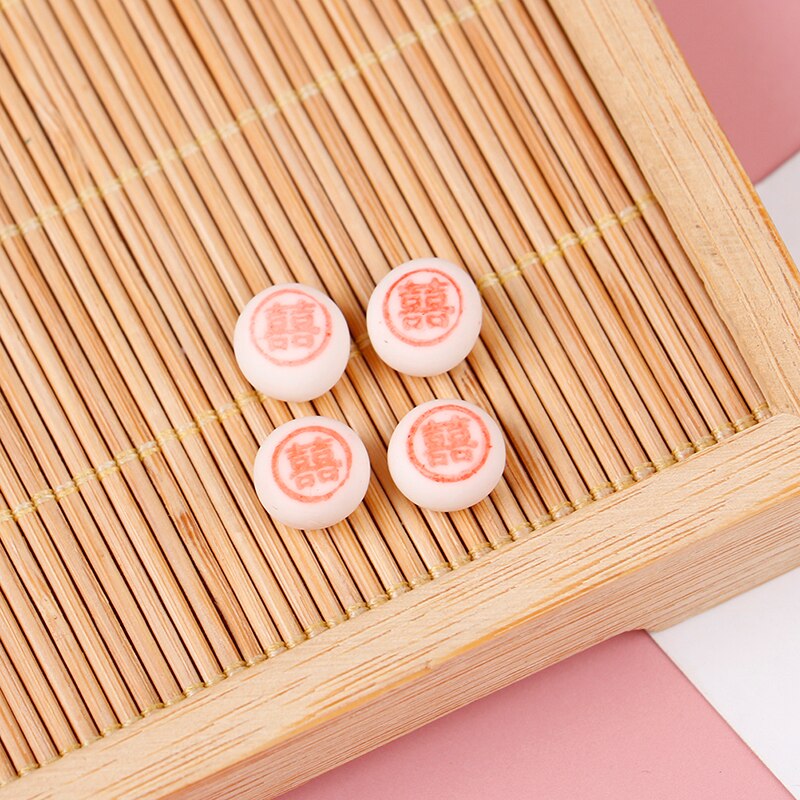 1: 12 accessori per Astuccio delle bambole mini cibo giocare a simulazione di pasticceria cinese modello di argilla Fu torta Xi torta Shou torta compleanno/torta nuziale