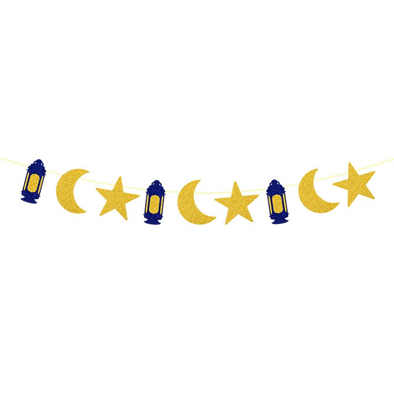 Blue Eid Banner Happy Eid Mubarak Islamic Muslim Party Decor Ramadan Kareem Eid AL Adha Decor For Home: Fluorescence Yellow