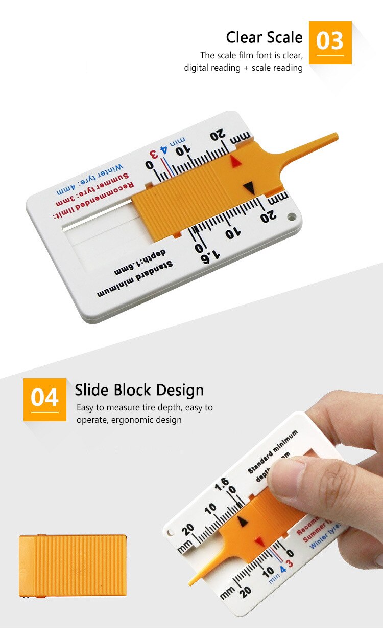 Medidor de profundidad del dibujo del neumático Medición de llanta medida de profundidad de rueda de coche 0 ~ 20mm venta en EE. UU. Piezas de neumáticos Wheels accesorios de coche