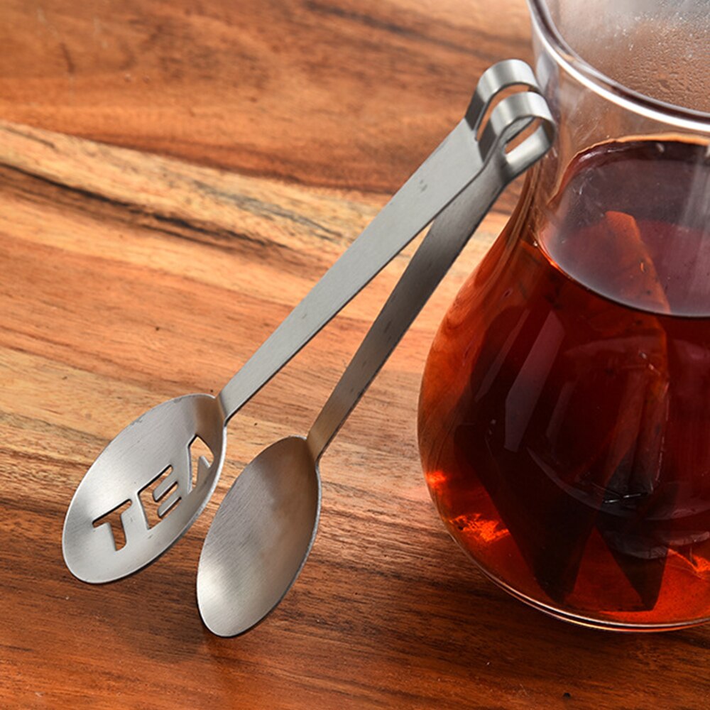 2pcs Tea Bag Squeezer Reusable Stainless Steel Mini Tongs Clip Food Clip Tea Leaf Strainer for Ice Sugar Cubes