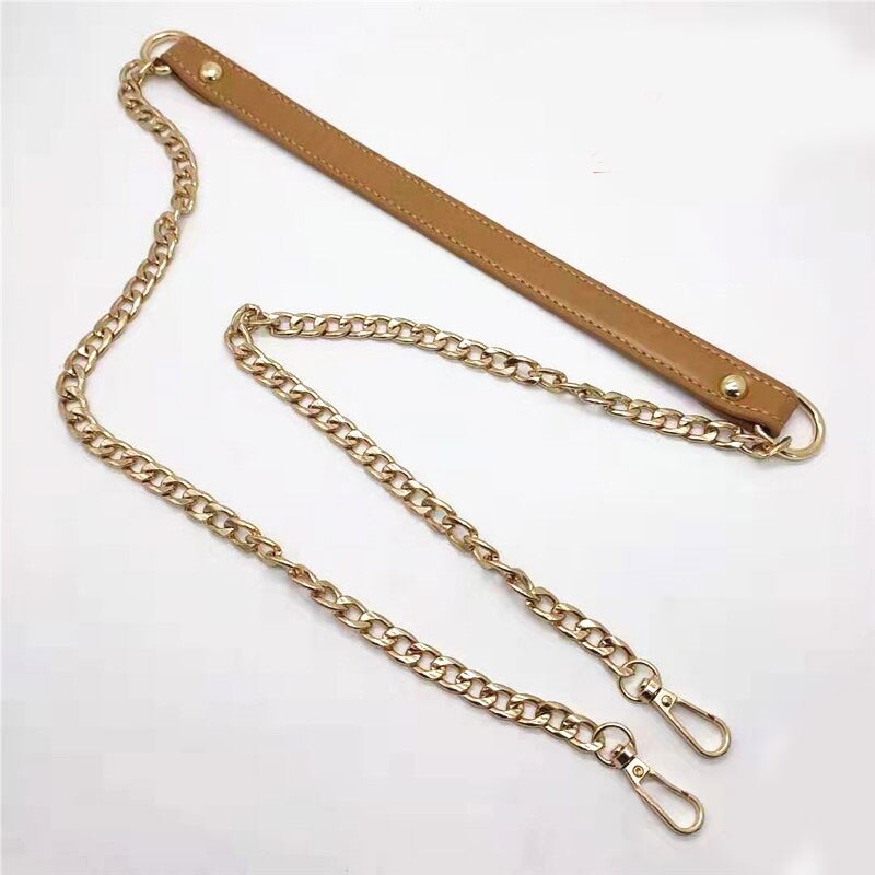 120cm PU Leather Gold Metal Chain Shoulder Bag Strap Buckle Handle DIY Repalcement Solid Handbag Bag Accessories Correa Bolso: Yellow