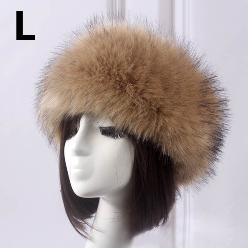 Winter Elastische Oorbeschermers Tulband Dikke Harige Haarband Fluffy Russische Faux Fur Vrouwen Bont Hoofdband Hoed Outdoor Earwarmer Ski Hoeden: 12