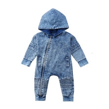 Pudcoco-Pelele vaquero con cremallera para niños, mallas, trajes