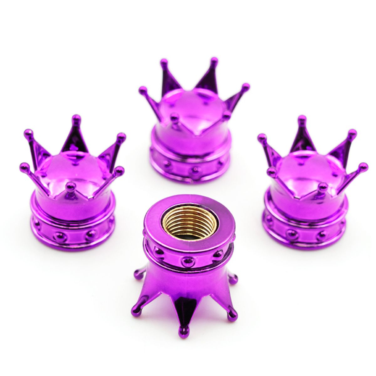 Crown Styling Car Tire Valve Cap Air Valve Stem Dustproof Bike Dustproof Cover Tyre Rim Stem Dust Caps Tire Decor Accessories: Gold