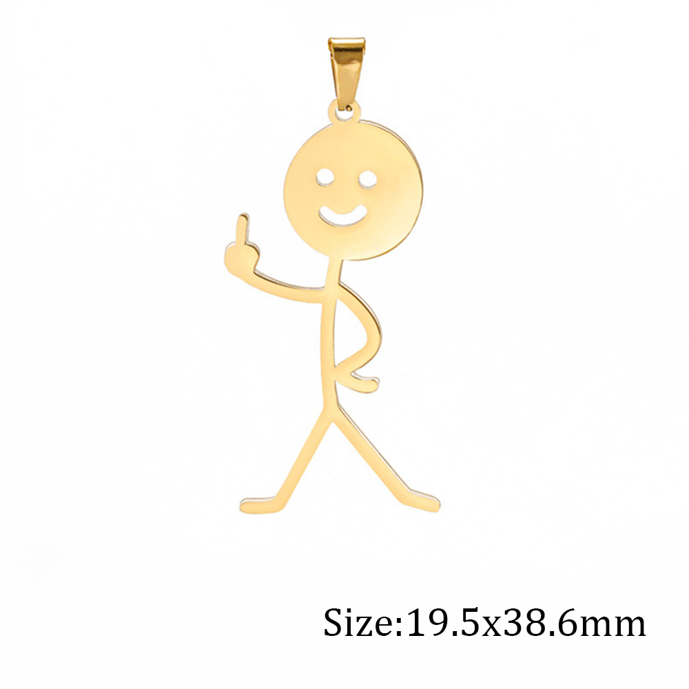 5pcs Funny Middle Finger Stickman Charms For Jewelry Making Stainless Steel Pendants Necklace Keychain Diy Accessories: Light Yellow Gold Color