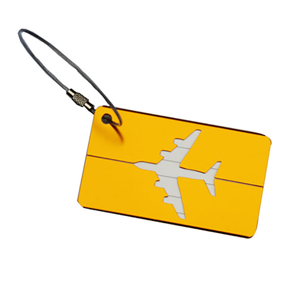 ISKYBOB Aluminium Alloy Luggage Tags Baggage Name Tags Suitcase Address Label Holder Travel Accessories: yellow