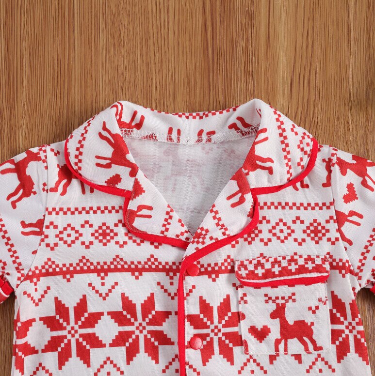 2-6Years Peuter Baby Jongen Meisje Kerst 2 Stuks Kleding Set Korte Mouw V-hals Herten Gedrukt Top Korte Outfit