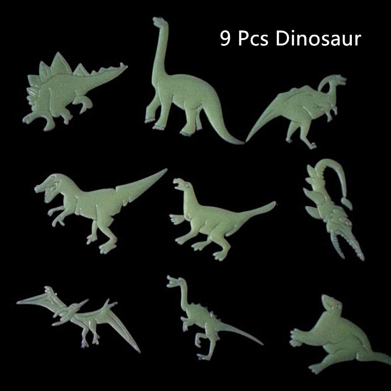 Stickers Glow in The Dark Luminous Moon Stars Wall Stickers Realistic Galaxy Glowing Stickers for Room Decoration: 9Pcs dinosaur