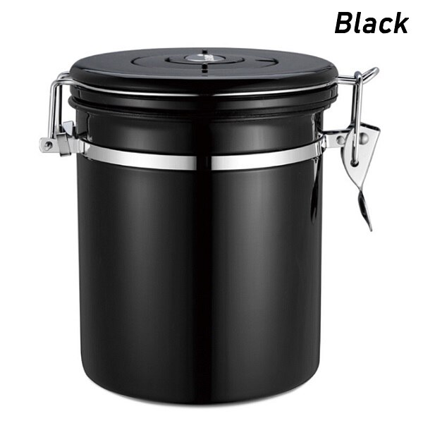 Stainless Steel Sealed Pot Tea Coffee Sugar Kitchen Storage Canister Jar Pot Set Home Storage Cafe Bean Seasoning can rganizaer: black
