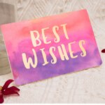 1 Pcs Gold Verjaardag Wenskaart Aquarel Vouwen Card Bericht Met Envelop Kerstmis Nieuwjaar Zegen Kaart: C