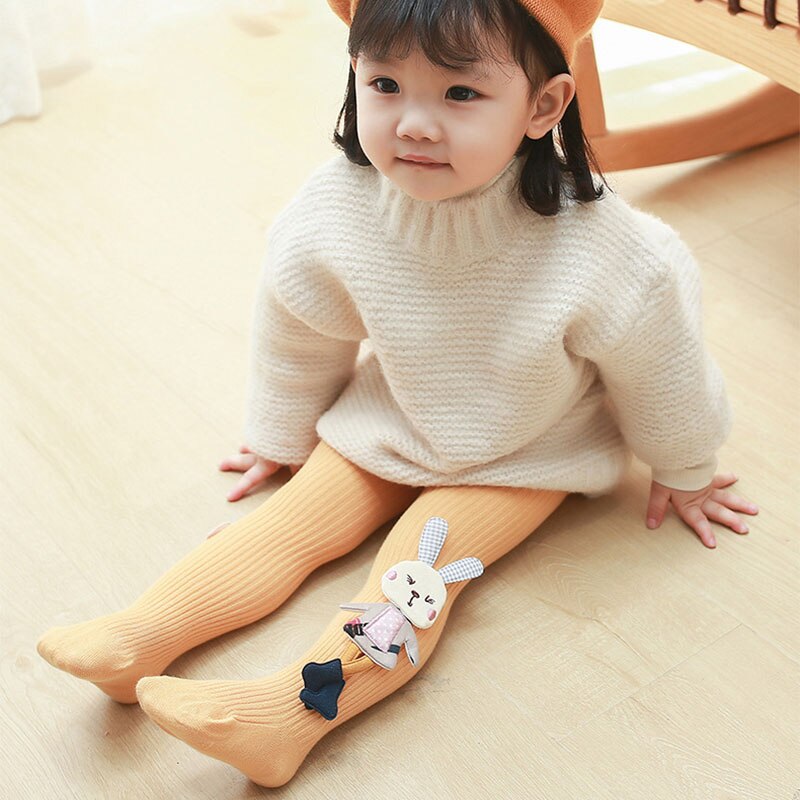 Niedliche strumpfhose mit hasenmotiv für mädchen, herbst/Winter, aus baumwolle, weich und elastisch, für neugeborene und babys