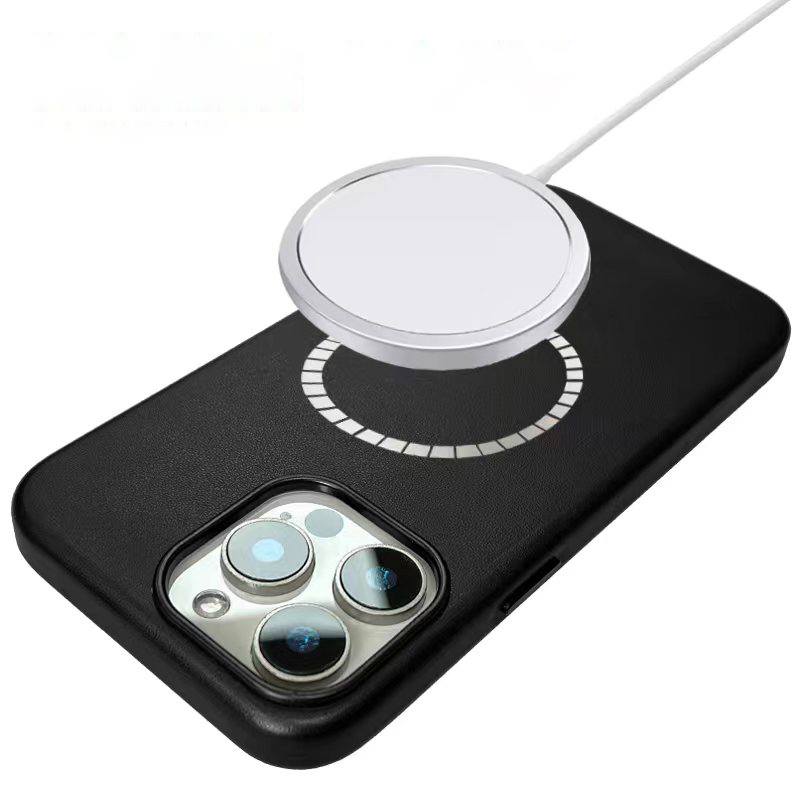 Funda magnética negra mate para iPhone 16 Pro Max 15 Plus 14 13 12 11 Magsafe Mag Safe 16Pro 16Plus 15Pro accesorios de cubierta de teléfono