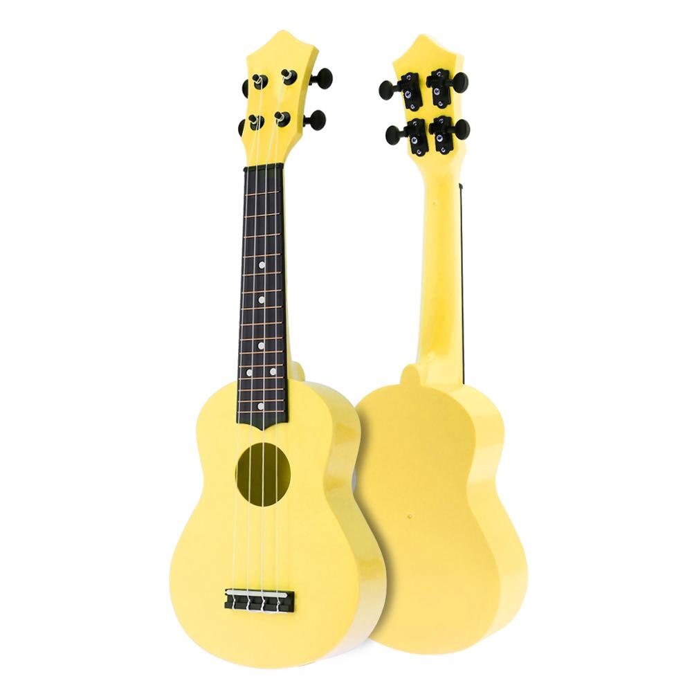 Ukelele acústico Soprano de plástico de 21 pulgadas, instrumento de 4 cuerdas, Guitarra Hawaiana para niños y principiantes en música: yellow